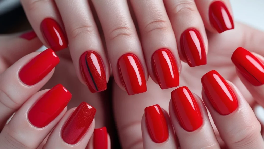 Hot Red Nails Art